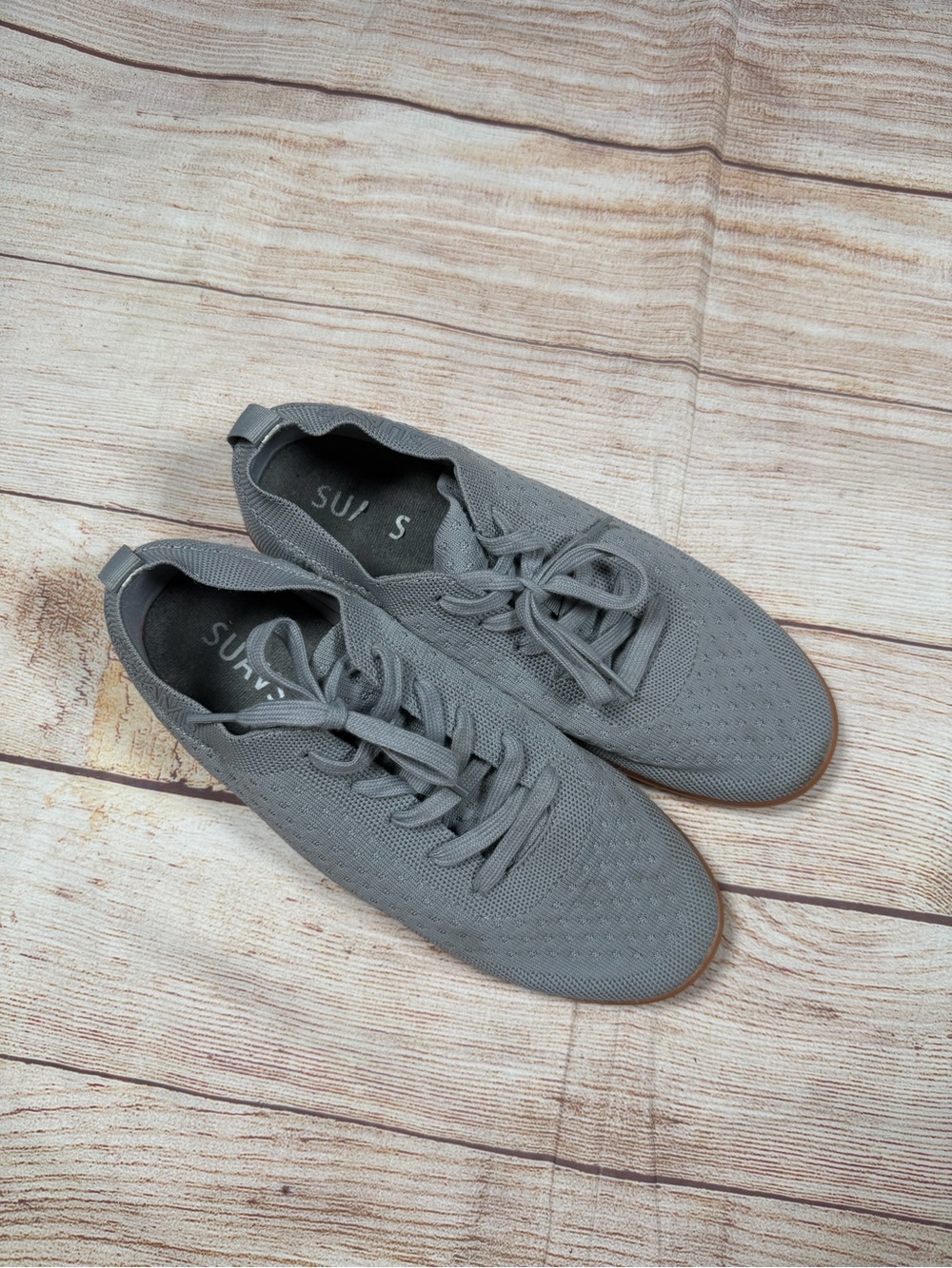 Suavs Zilker Gray Knit Lace-Up Men’s Casual Sneakers